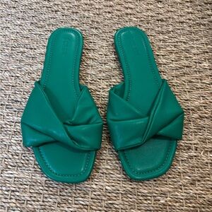 J. Crew Emerald Leather Slide Sandals
